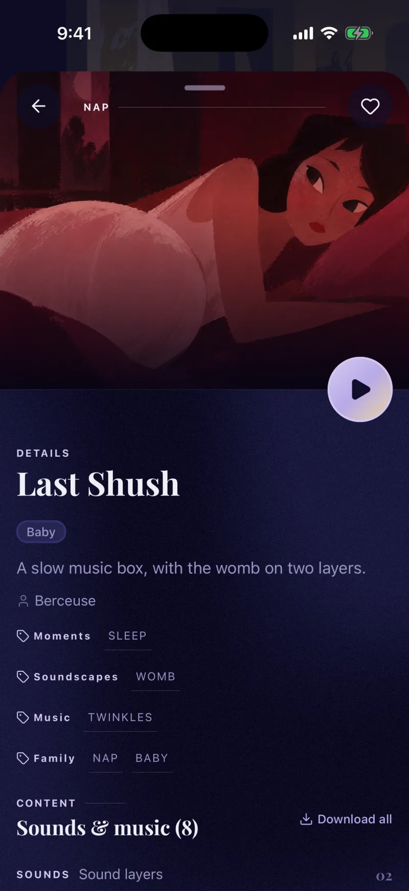 A baby nap mix in Berceuse: a slow music box with womb sounds on two layers.